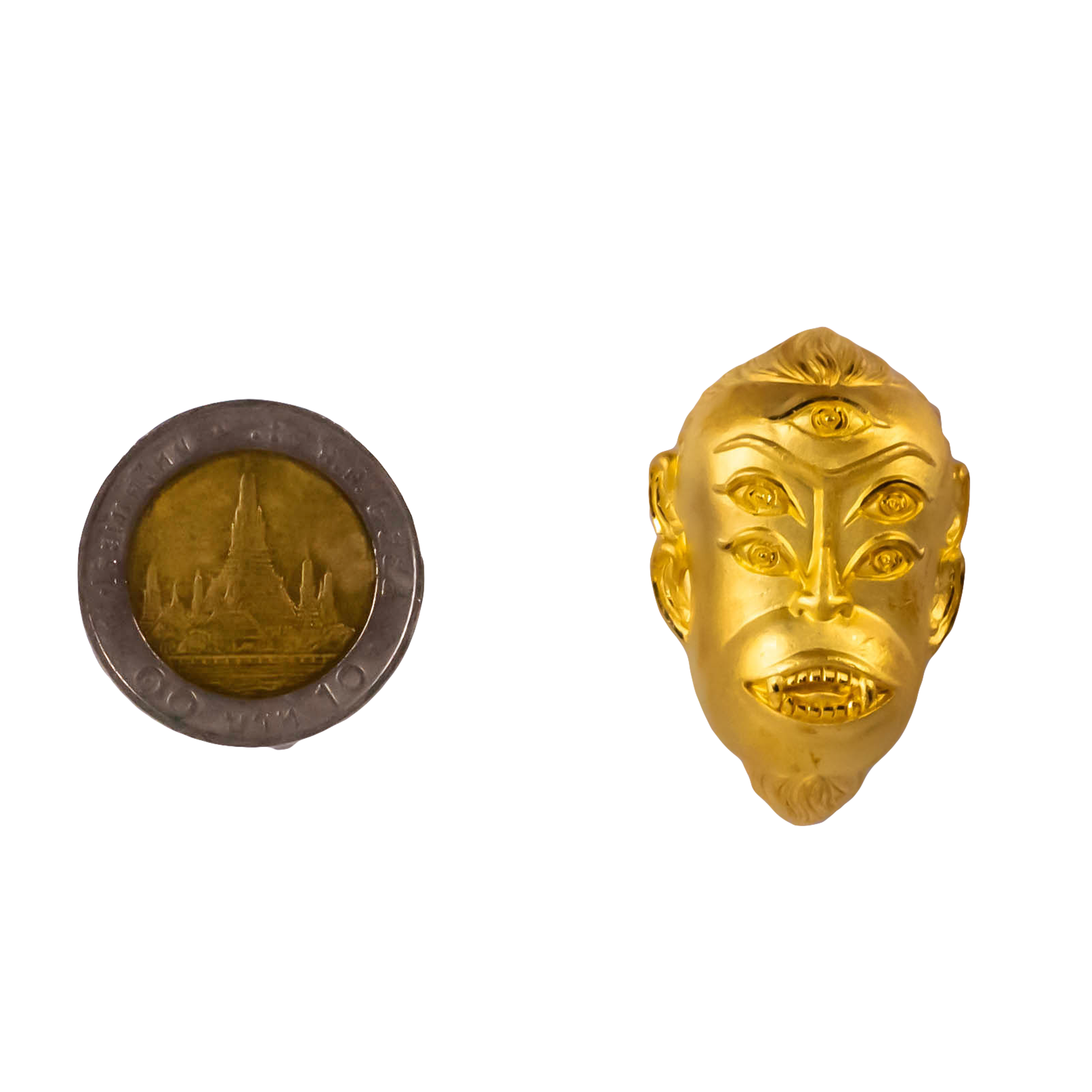 หน้ากากสี่หููห้าตา ชุบทอง หน้า