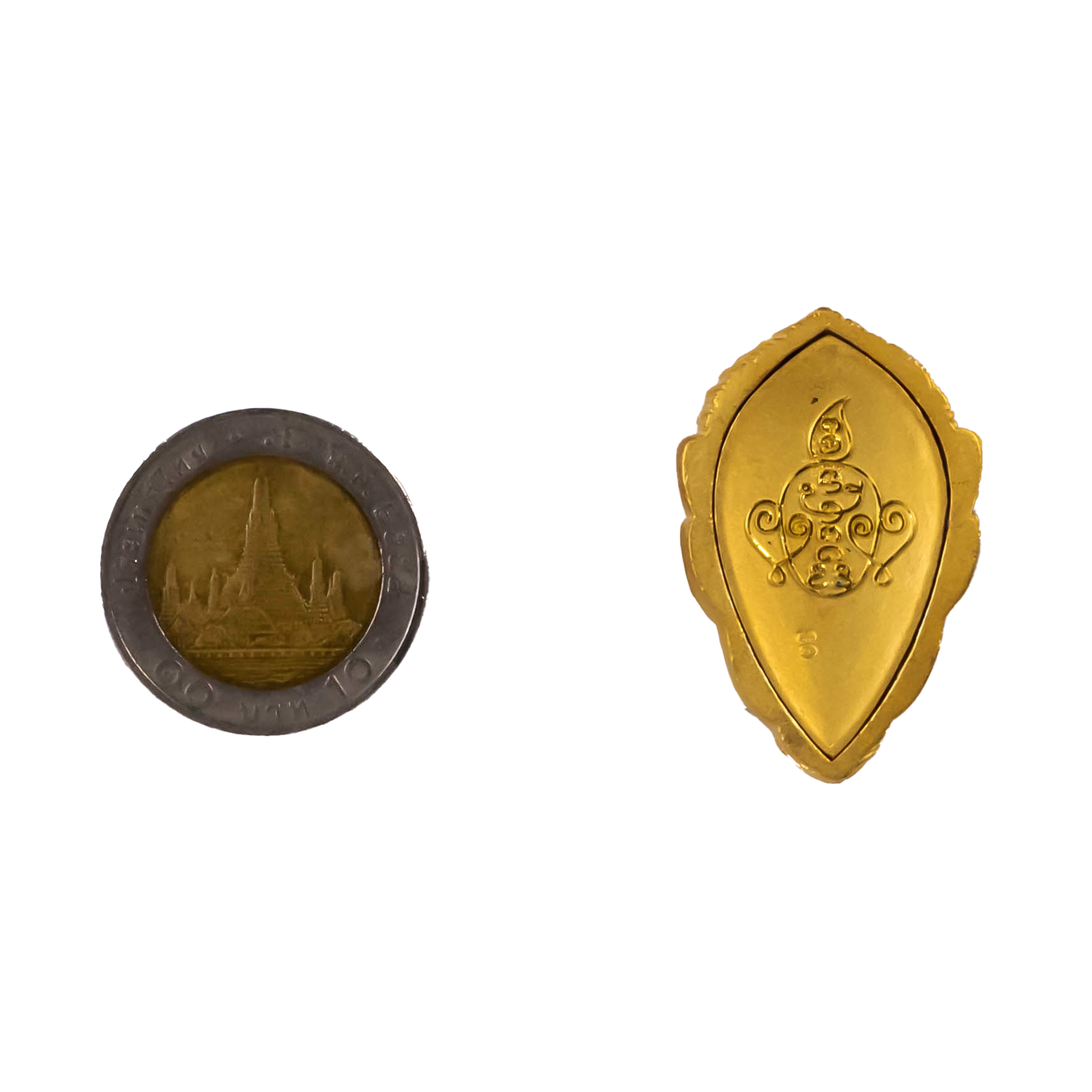 หน้ากากสี่หููห้าตา ชุบทอง หลัง