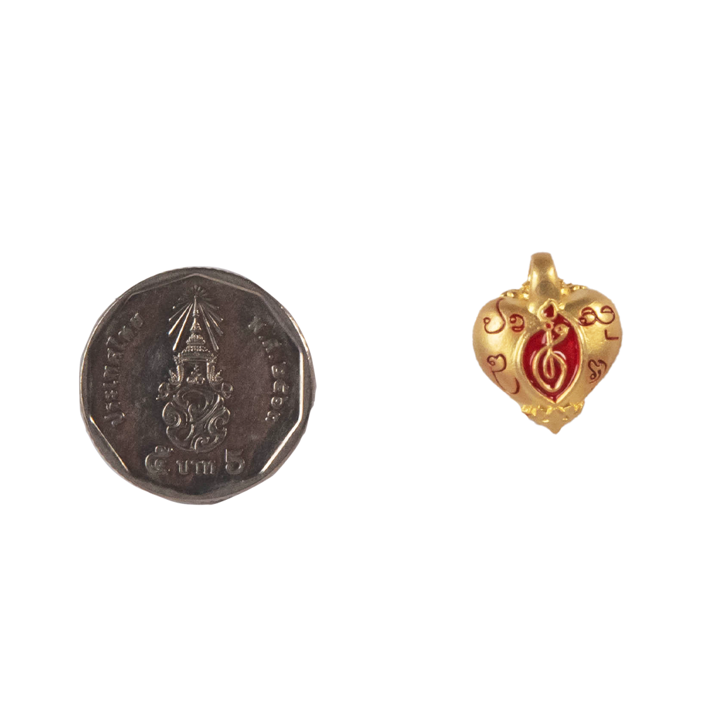 หัวใจพระตรีมูรติ ชุบทองลงยา 2 สี แดง-ทอง (หน้า)