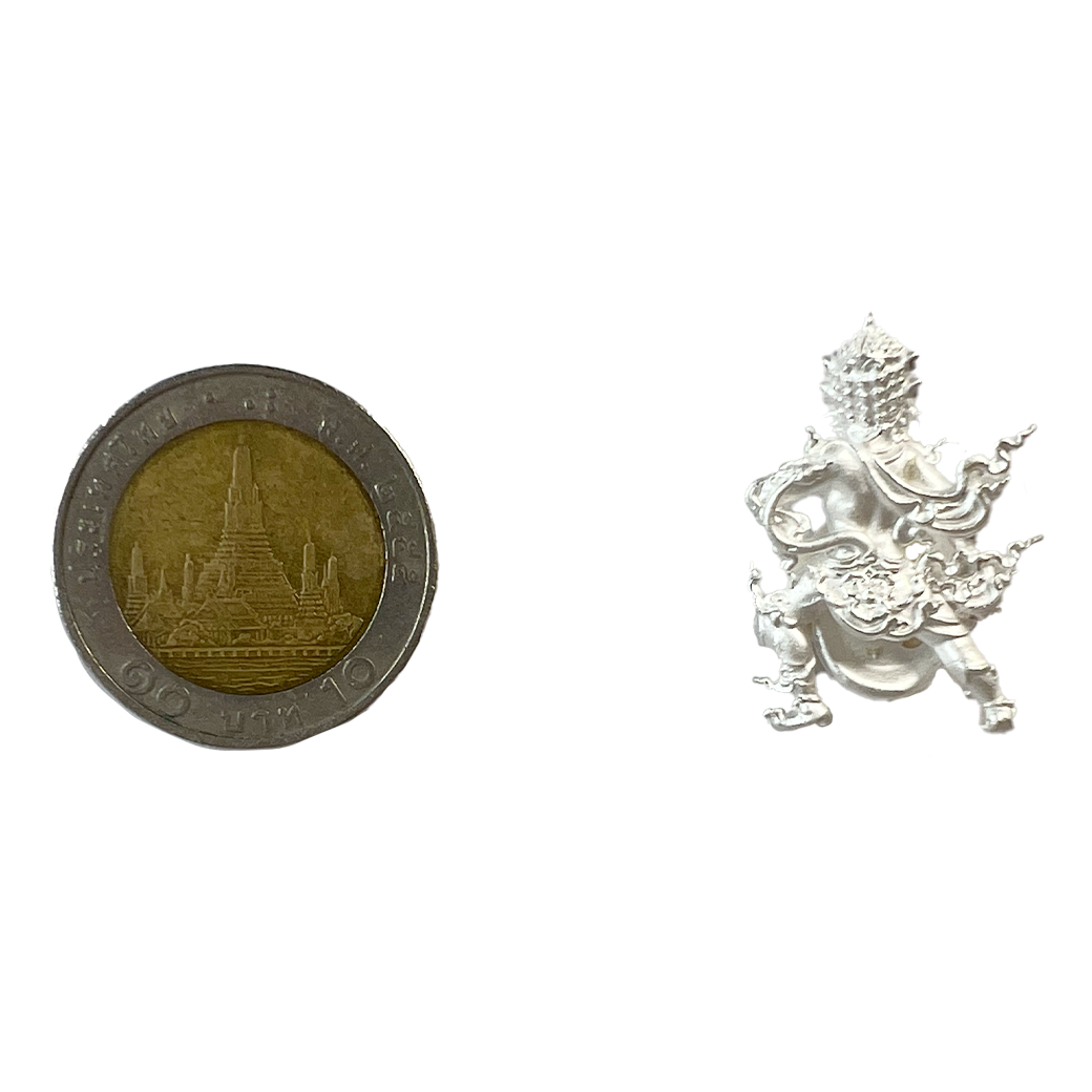 ห้อยคอสี่หูห้าตากระจับ เนื้อเงินแท้ (หลัง)